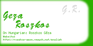 geza roszkos business card